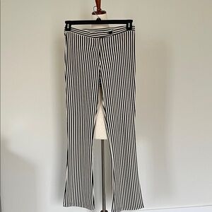 Black and White Striped Boot Cut Pants